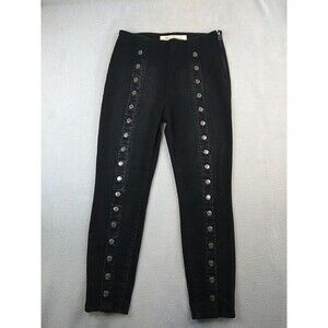 GAP True Skinny Super High Rise Jeans Womens 28p Black Stretch Rivet Front Tux